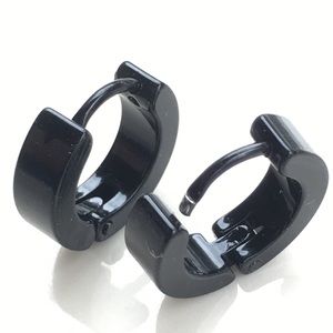Little Black stainless steel huggie earrings